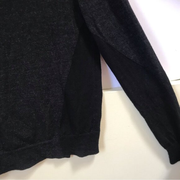 Zadig & Voltaire Wool V Neck Sweater Black Grey Asymmetrical Hem Pullover Top S - Picture 13 of 16